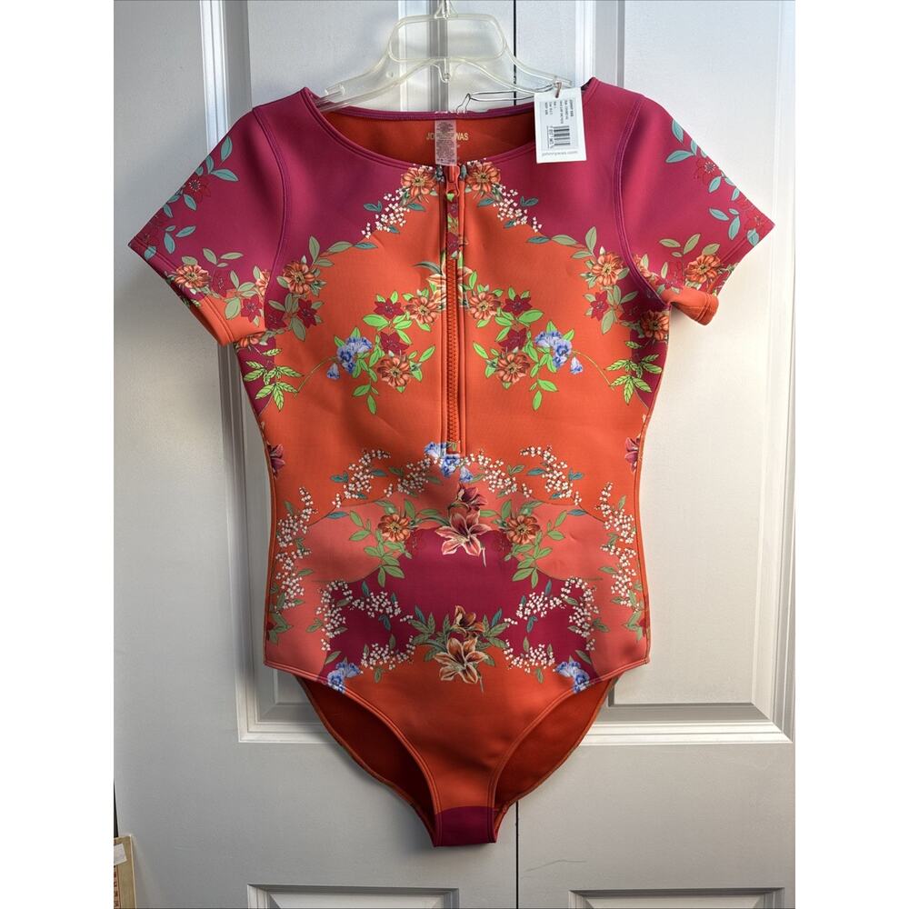 Johnny Was Wave Surf 1 Piece L Zip-Up Bodysuit Neoprene Multicolor Floral NWT - Picture 3 of 10